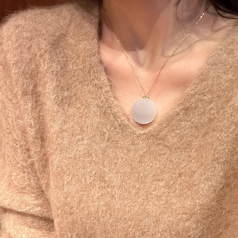 Linguanying Hetian Jade Necklaces Smoky Purple Women's-2