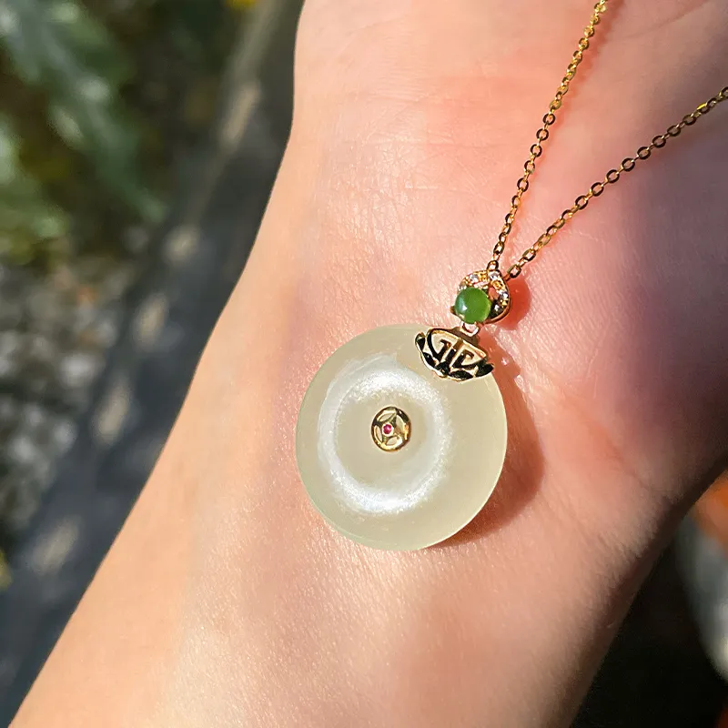 Linguanying Hetian Jade Necklaces White Jade/Pale Greenish White Jade Women's-2