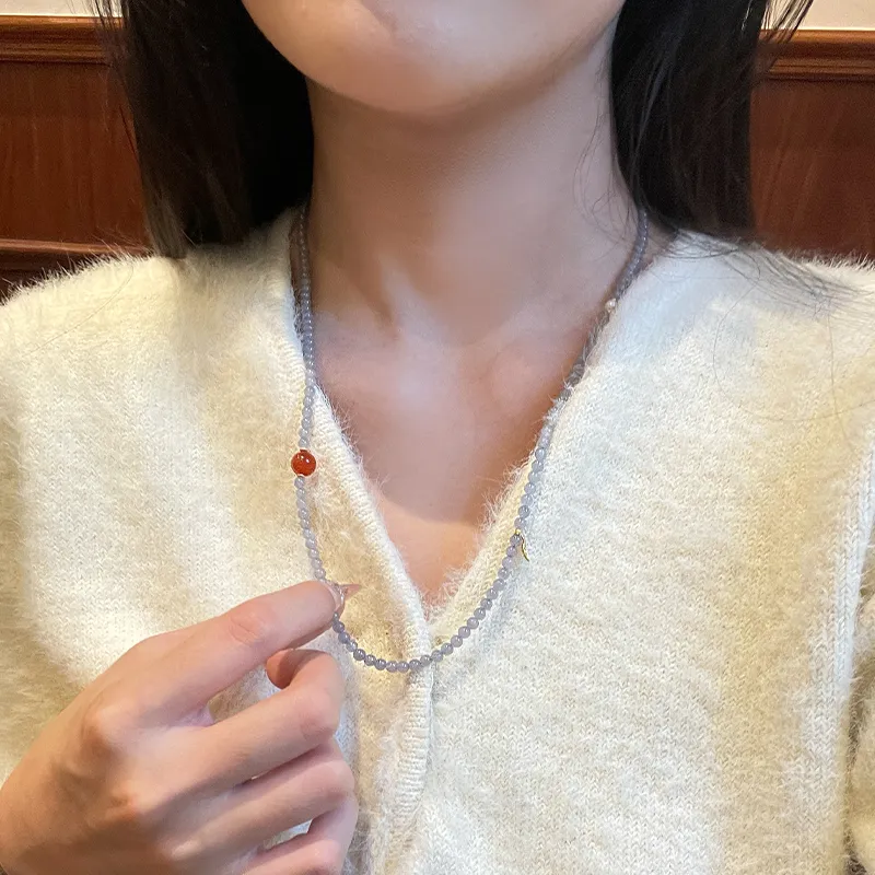 Linguanying Hetian Jade Necklaces Smoky Purple Women's-3
