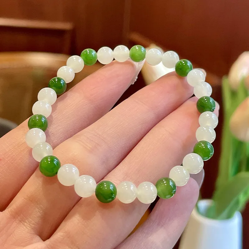 Linguanying Beaded Bracelet White Jade Women's-3