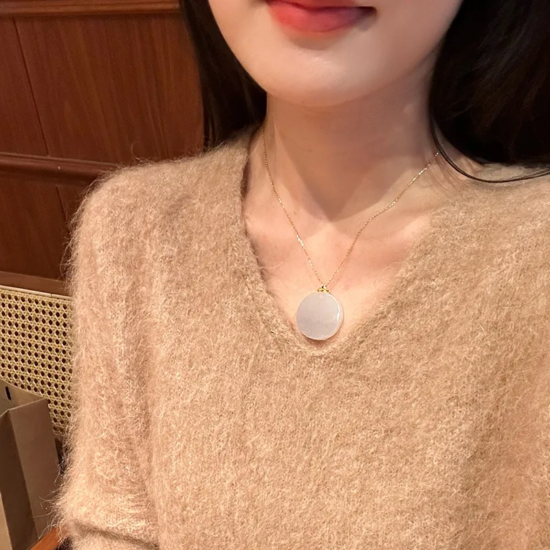 Linguanying Hetian Jade Necklaces Smoky Purple Women's-3