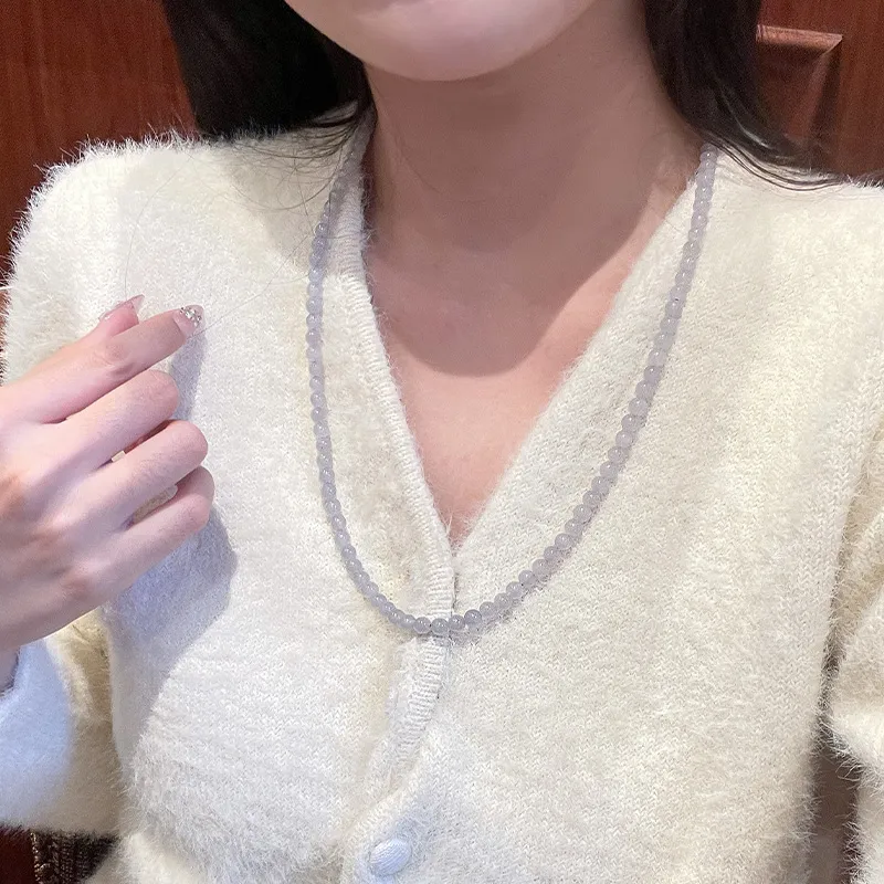 Linguanying Hetian Jade Necklaces Smoky Purple Women's-5