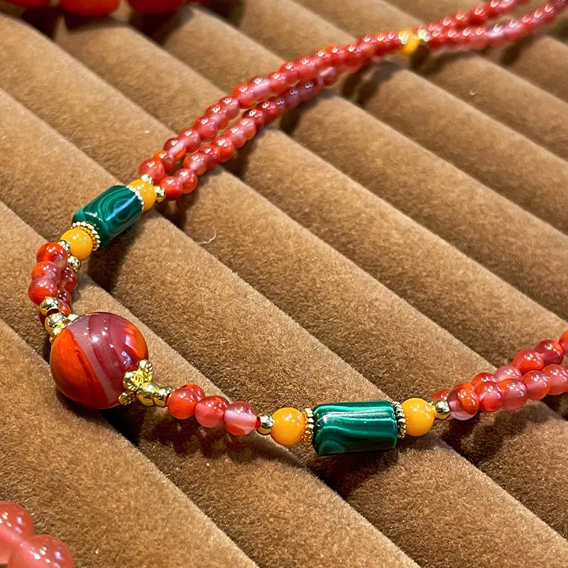 Linguanying Southern Red Agate Necklaces Women's Red-4