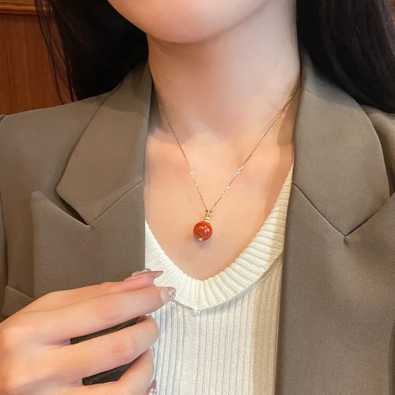 Linguanying Southern Red Agate Necklaces Women's-4