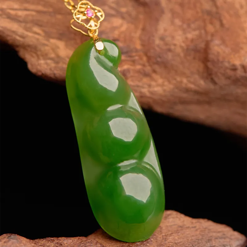 Linguanying 18K Gold Hetian Jade Pendants Women's Jasper-4