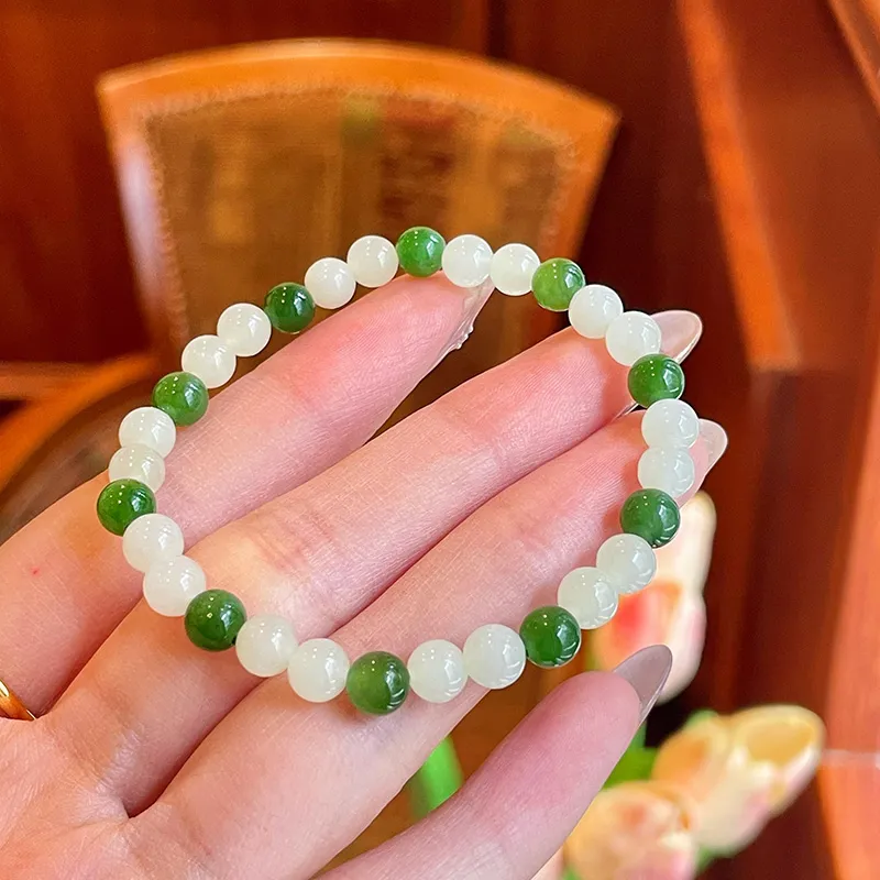 Linguanying Beaded Bracelet White Jade Women's-5
