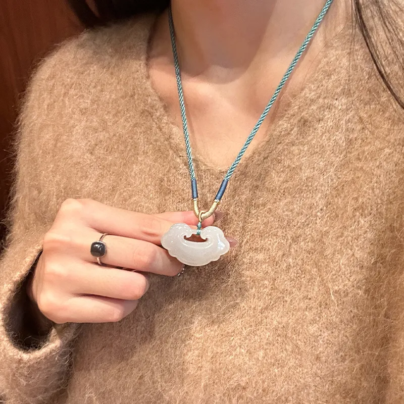 Linguanying Hetian Jade Necklaces Smoky Purple Women's-4