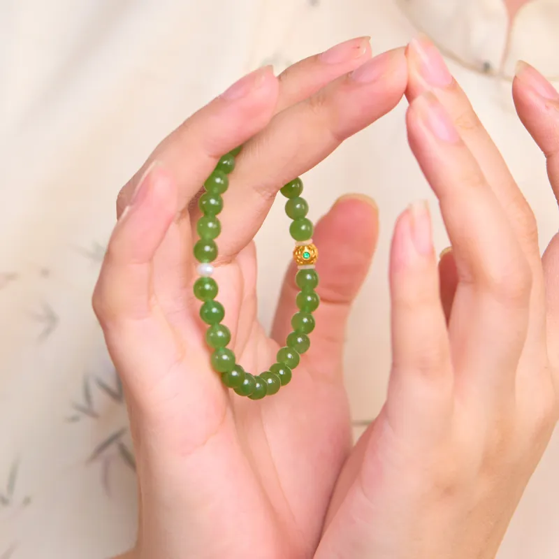 Linguanying Hetian Jade Bracelets Women's Jasper-8