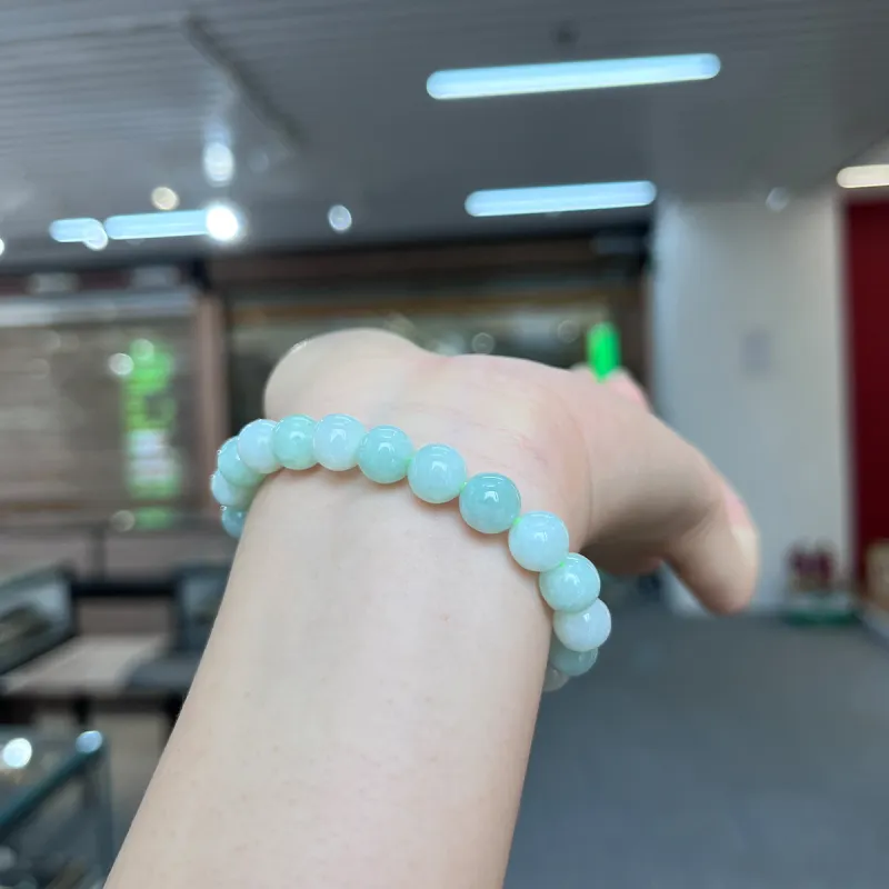 Linguanying Bean Type Round Bead Jadeite Bracelet Women's-3