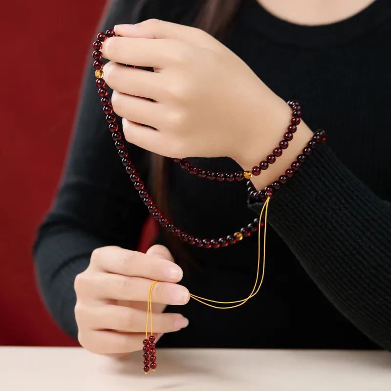 Linguanying Blood Amber Necklaces Women's-6