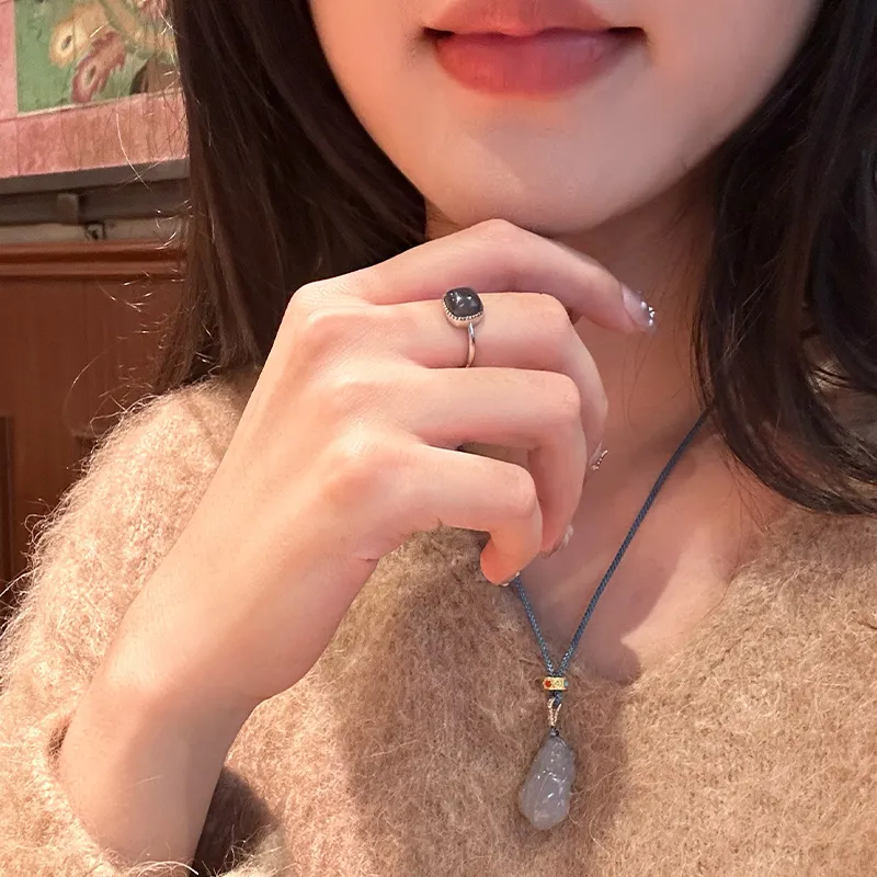 Linguanying Hetian Jade Rings Smoky Purple Women's-4