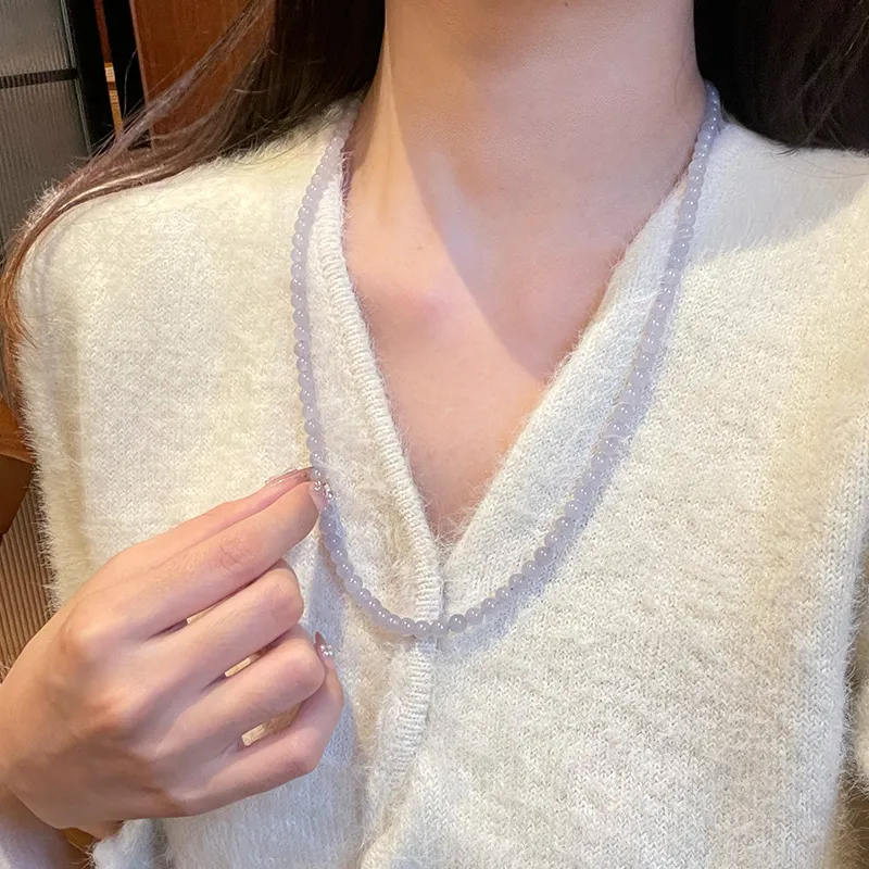 Linguanying Hetian Jade Necklaces Smoky Purple Women's-1