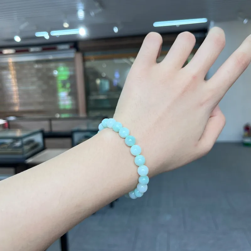 Linguanying Bean Type Round Bead Jadeite Bracelet Women's-2