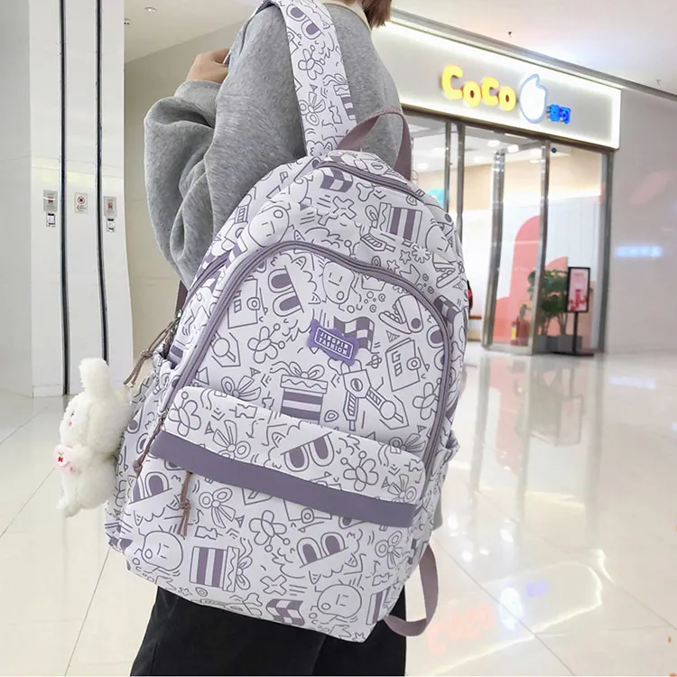 S.REPHEN Nylon Backpack Unisex ÍTica Black/Pink/Green/Blue/Purple-8