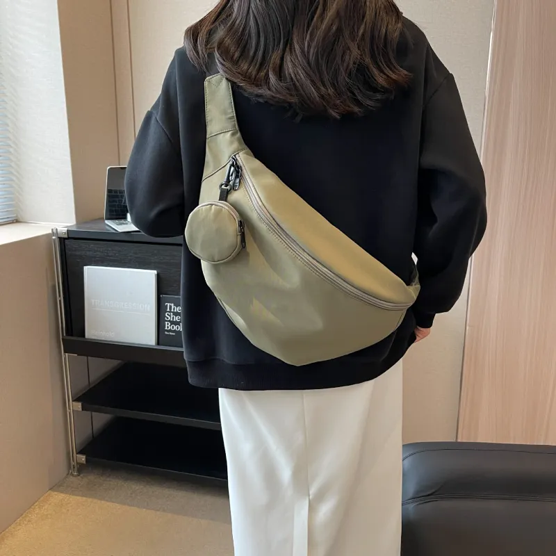 S.REPHEN Fabric Shoulder Bag, Crossbody Bag Regular Unisex Black/Khaki-1