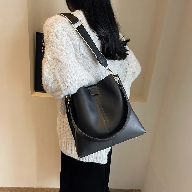 S.REPHEN PU Bucket Bags Shoulder Bags Women's Black/Brown/Ecru/Khaki-1