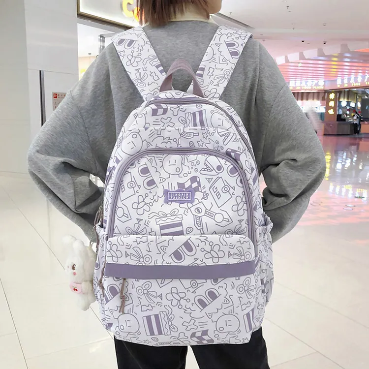 S.REPHEN Nylon Backpack Unisex ÍTica Black/Pink/Green/Blue/Purple-9