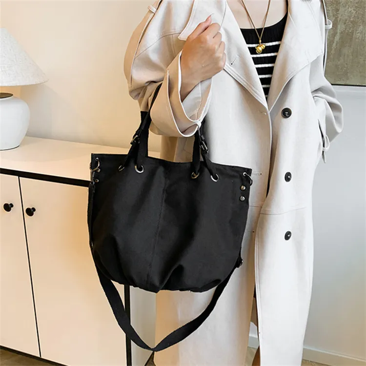 S.REPHEN Canvas Shoulder Bag, Crossbody Bag, Handbag Unisex Black/Khaki-1