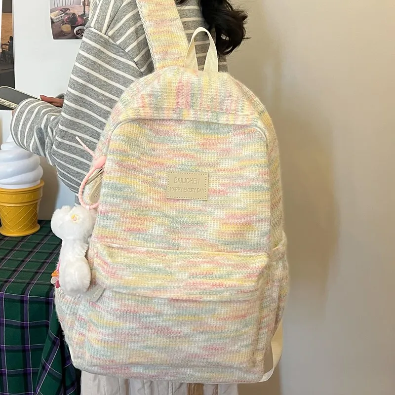 S.REPHEN Nylon Backpack Regular Women's Ecru/Beige Yellow/Turquoise/White Pink-3