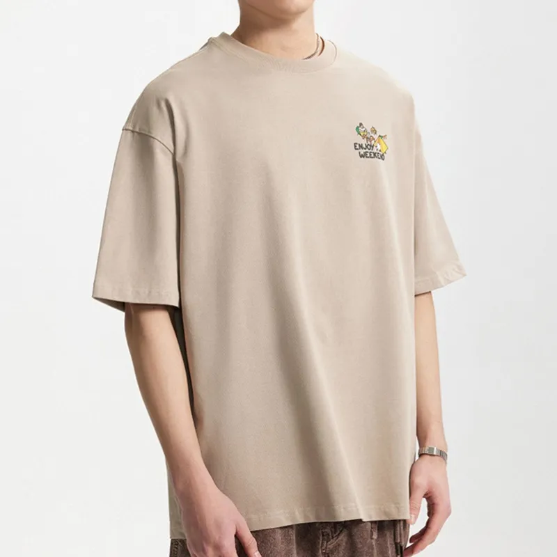 M MAICCO T Shirt Unisex White/Wind Sand Khaki-4