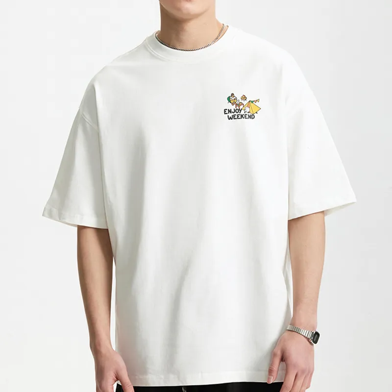 M MAICCO T Shirt Unisex White/Wind Sand Khaki-1