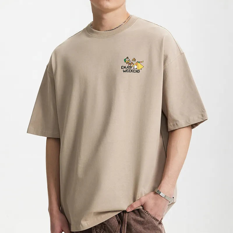 M MAICCO T Shirt Unisex White/Wind Sand Khaki-5