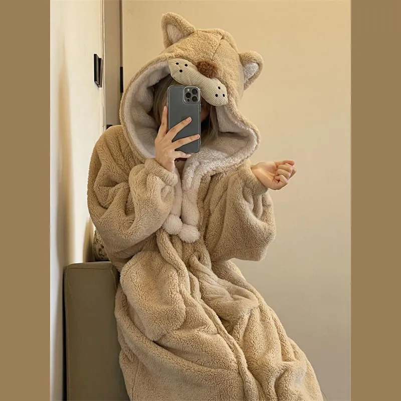 O'MESIK Sleep Robe Women's Khaki-4