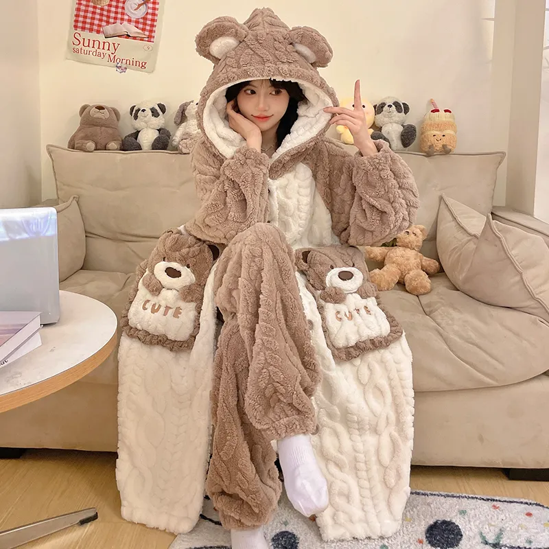 O'MESIK Pajama Set Women's Brown-2