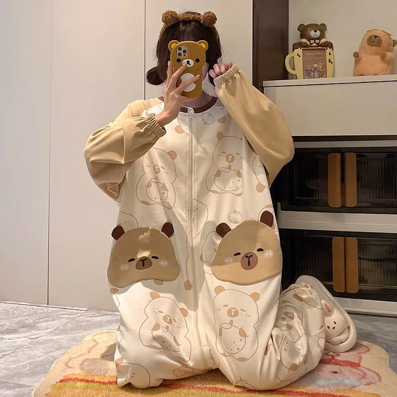 O'MESIK Home Onesies Women's Apricot-2
