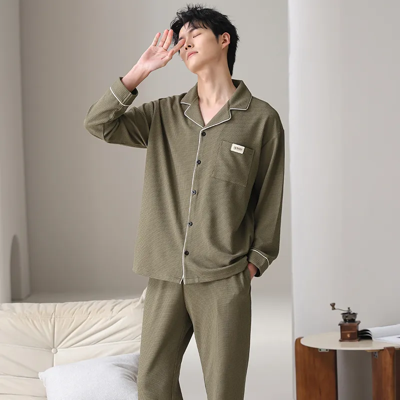 O'MESIK Pajama Set Men's Gift Box Set Olive-5
