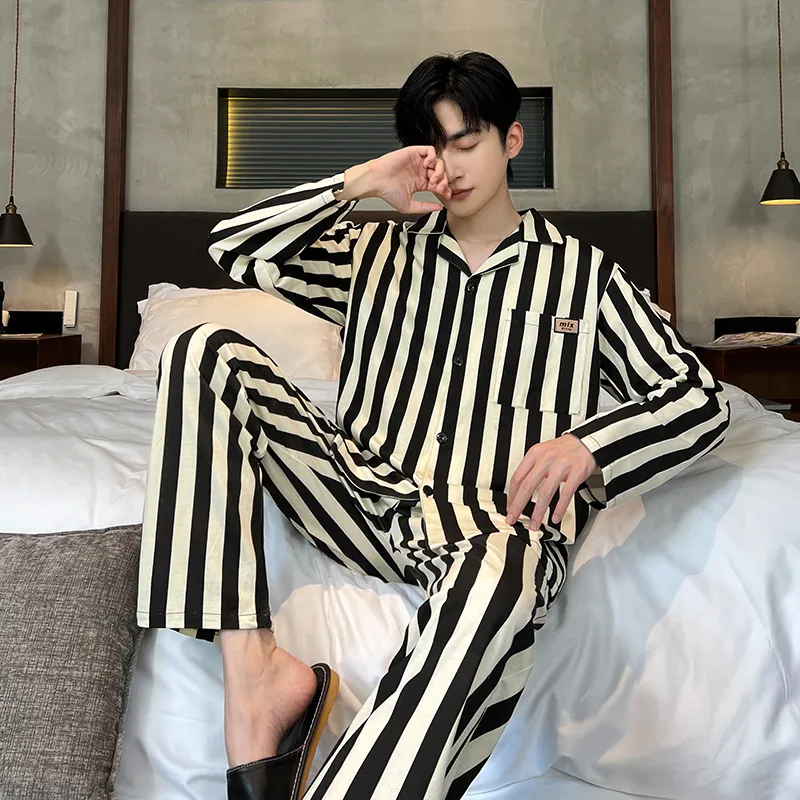 O'MESIK Pajama Set Men's Black White-3