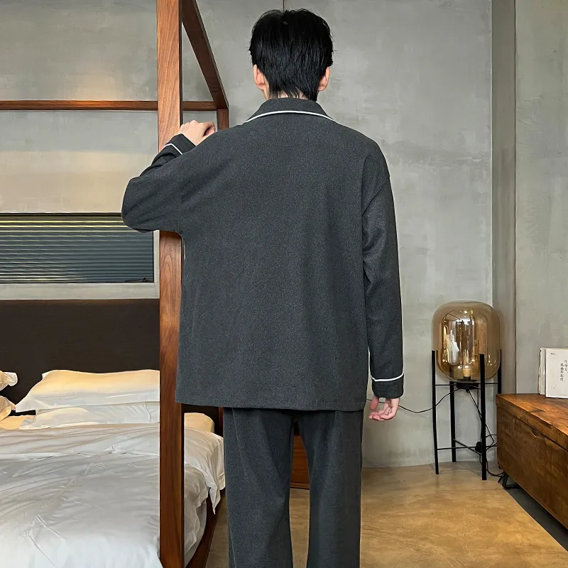 O'MESIK Pajama Set Men's Black Gray-2