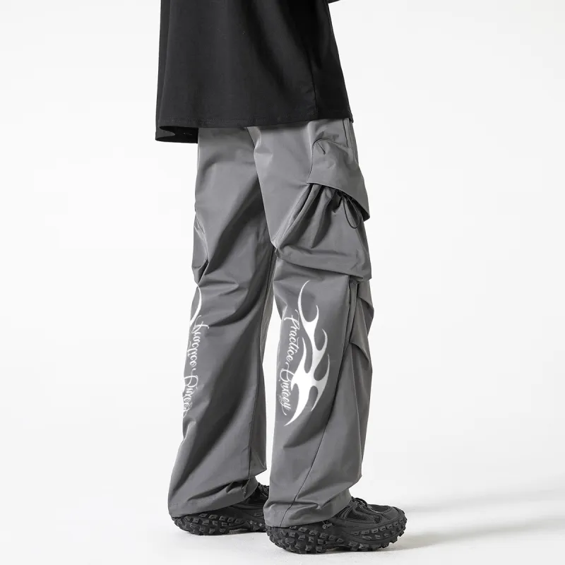 Qnxeey Casual Pants Adjustable Hem Pants Unisex-9