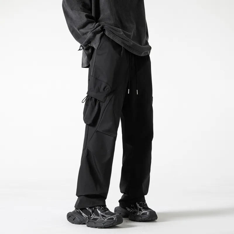 Qnxeey Casual Pants Adjustable Hem Pants Unisex-5