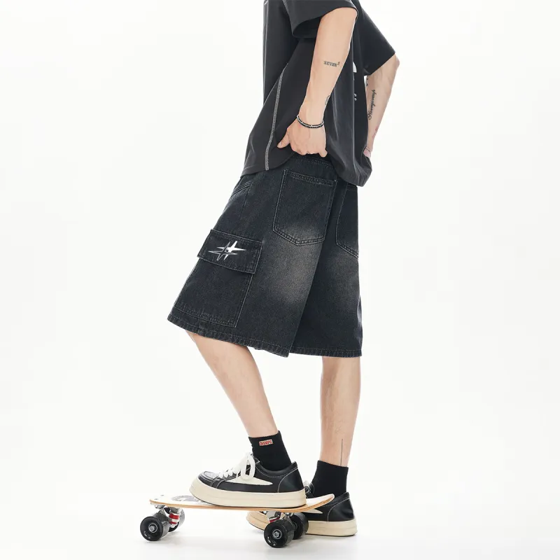 Qnxeey Denim Shorts Unisex-5