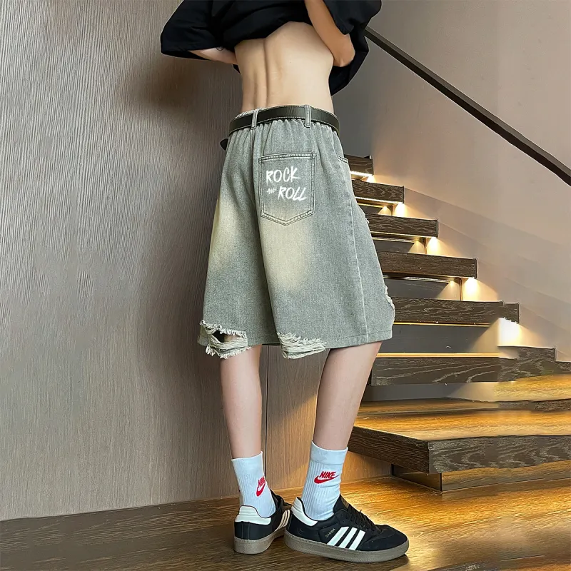 Qnxeey Denim Shorts Unisex-8