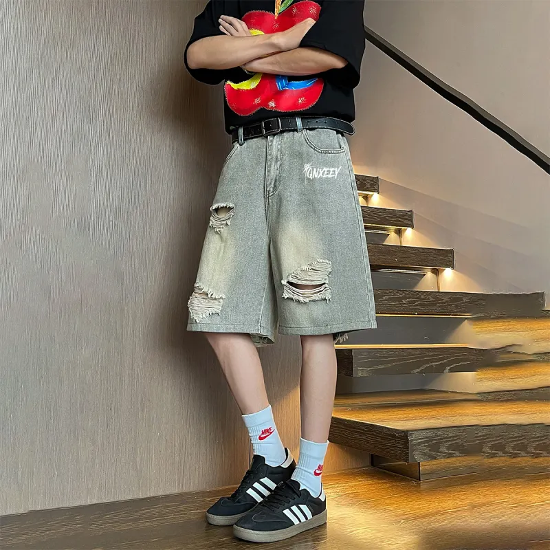 Qnxeey Denim Shorts Unisex-9