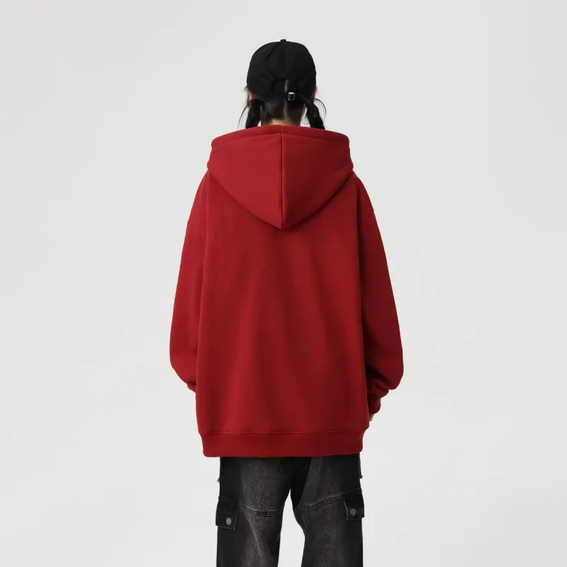 Qnxeey Sweatshirt Unisex Burgundy-13