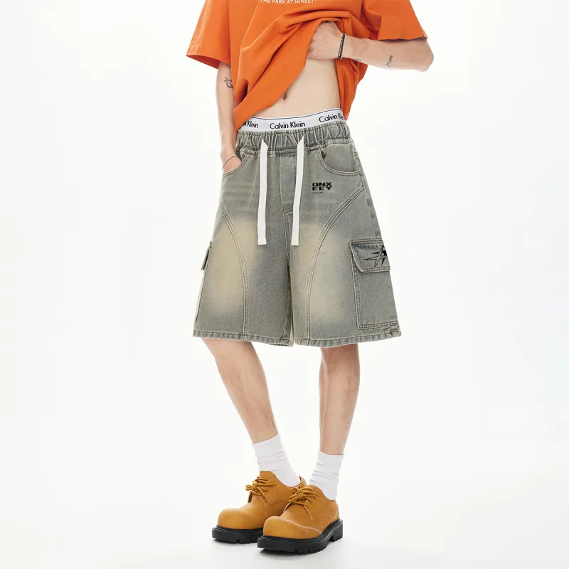 Qnxeey Denim Shorts Unisex-11