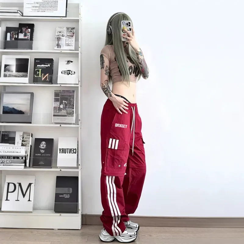 Qnxeey Casual Pants Unisex Black-9