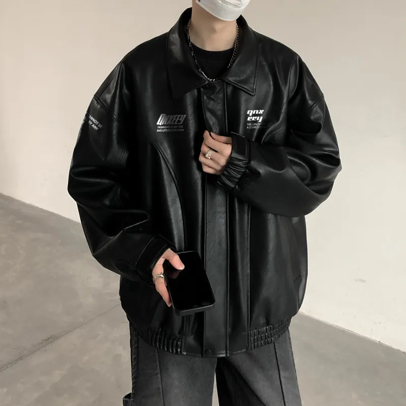 Qnxeey Leather Jackets Unisex-5