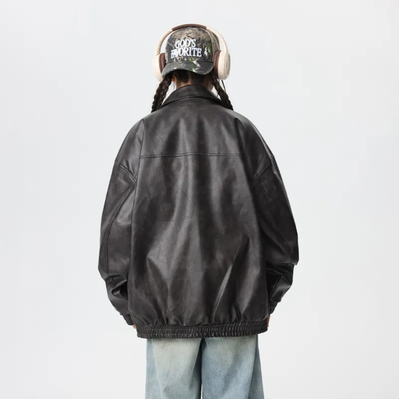 Qnxeey Leather Jackets Unisex-3