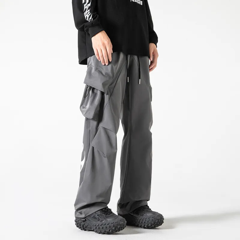 Qnxeey Casual Pants Adjustable Hem Pants Unisex-12