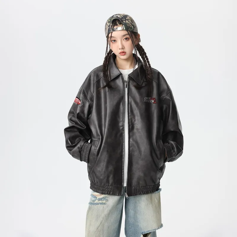 Qnxeey Leather Jackets Unisex-4
