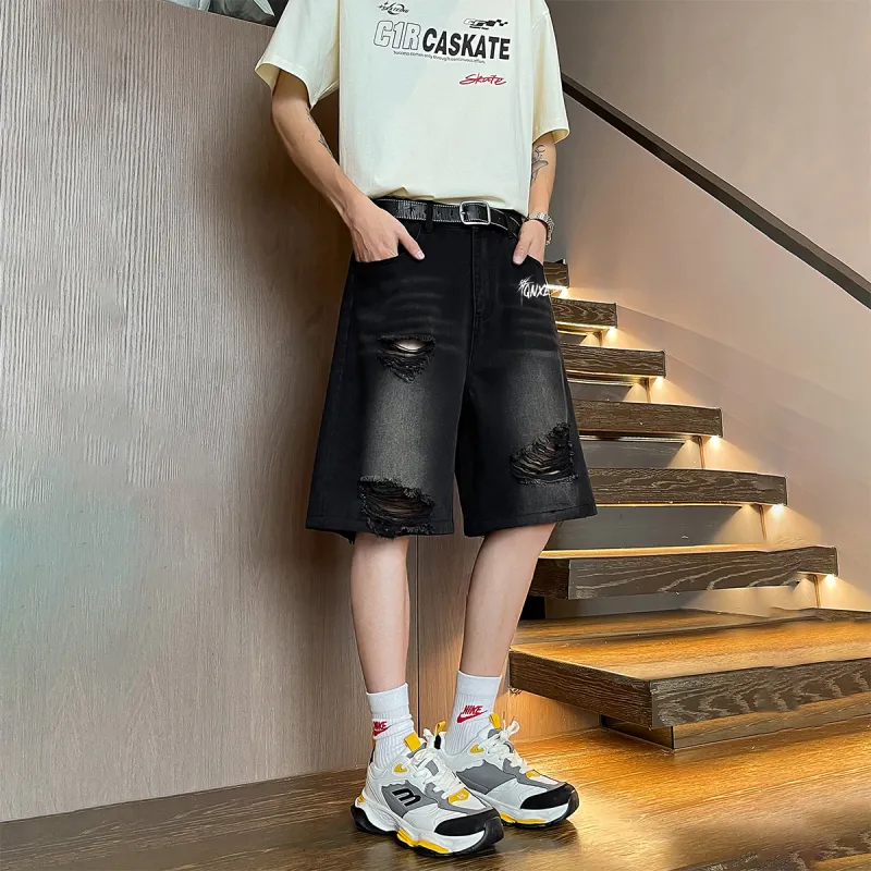 Qnxeey Denim Shorts Unisex-2