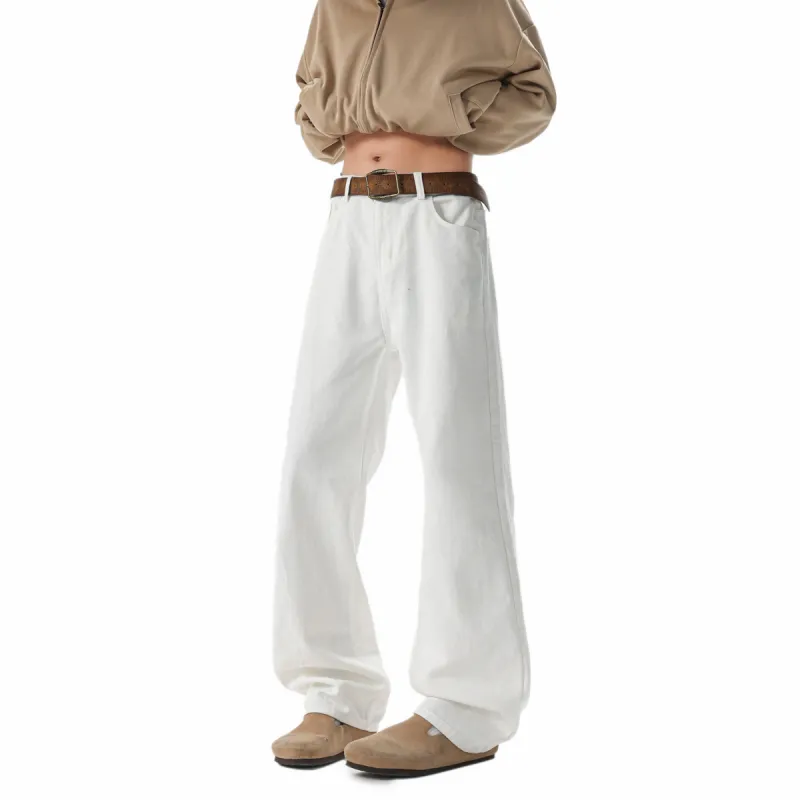 Qnxeey Jeans Unisex White-5