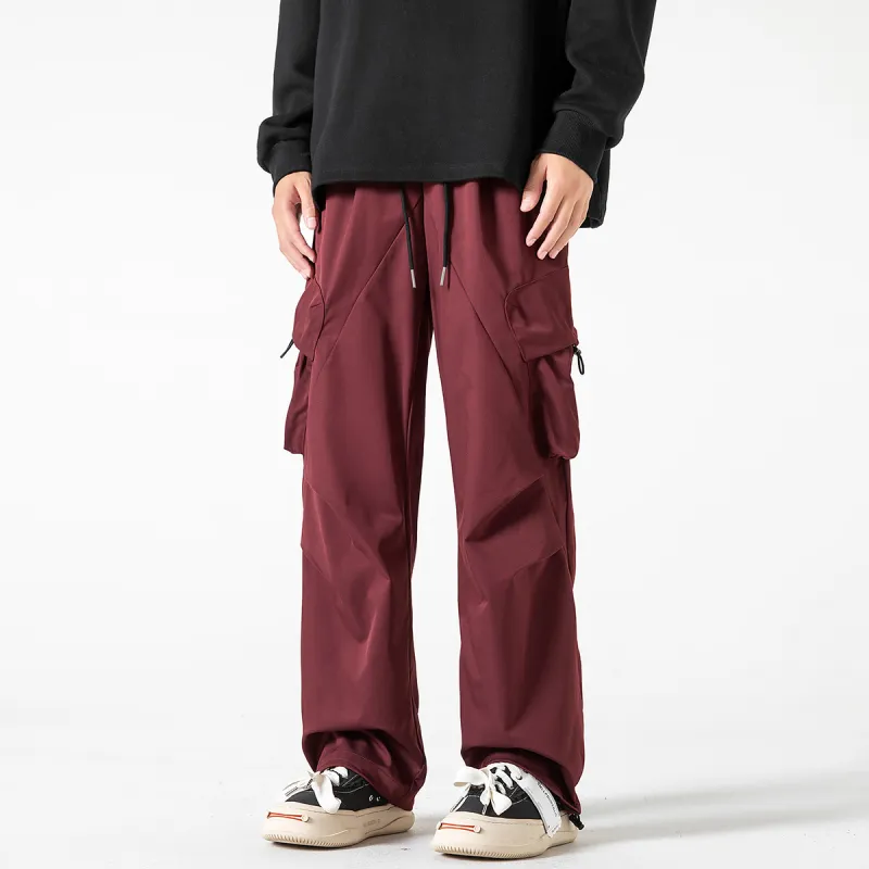 Qnxeey Casual Pants Adjustable Hem Pants Unisex-17