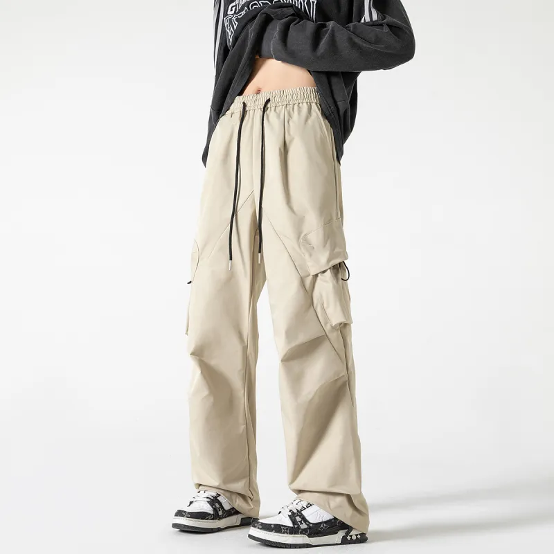 Qnxeey Casual Pants Adjustable Hem Pants Unisex-25