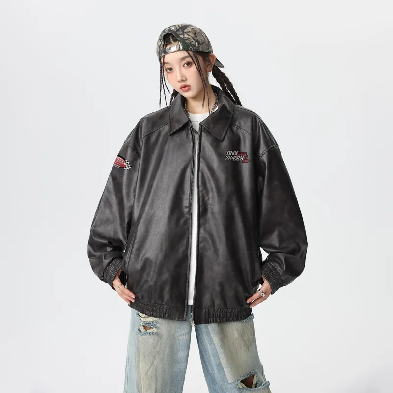 Qnxeey Leather Jackets Unisex-2