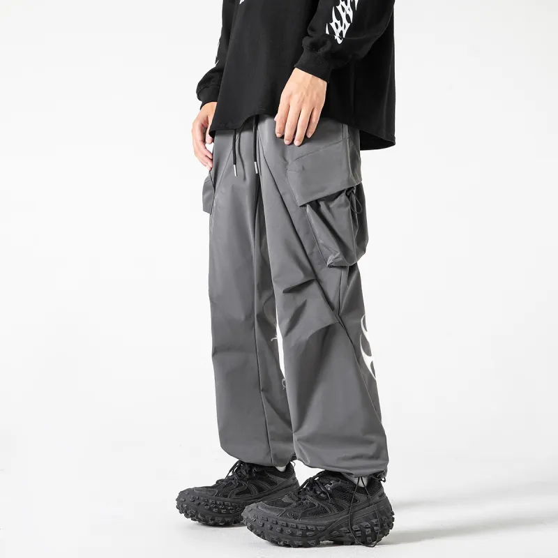 Qnxeey Casual Pants Adjustable Hem Pants Unisex-13